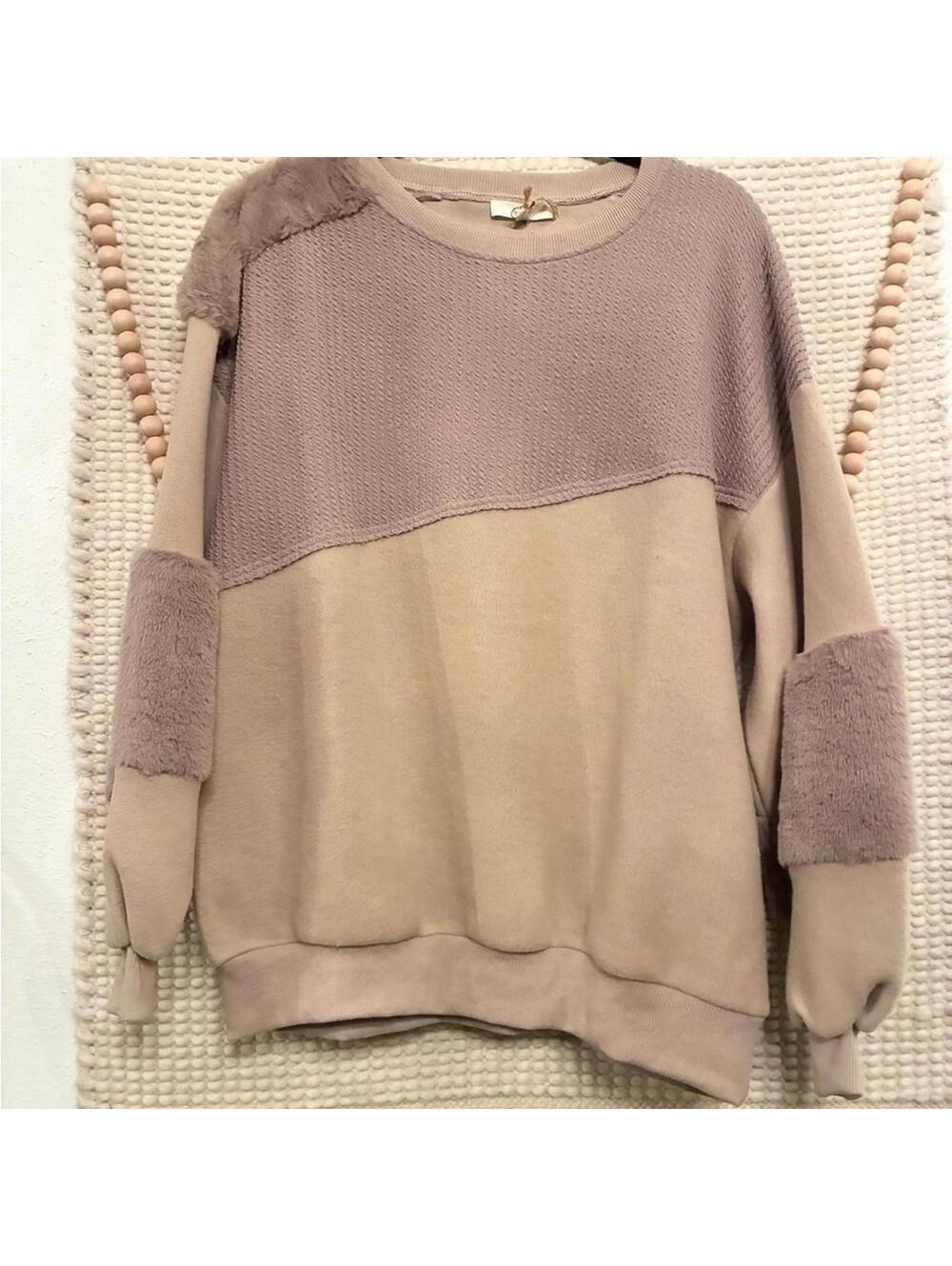 Easel Two-Tone Beige and Taupe Sweater